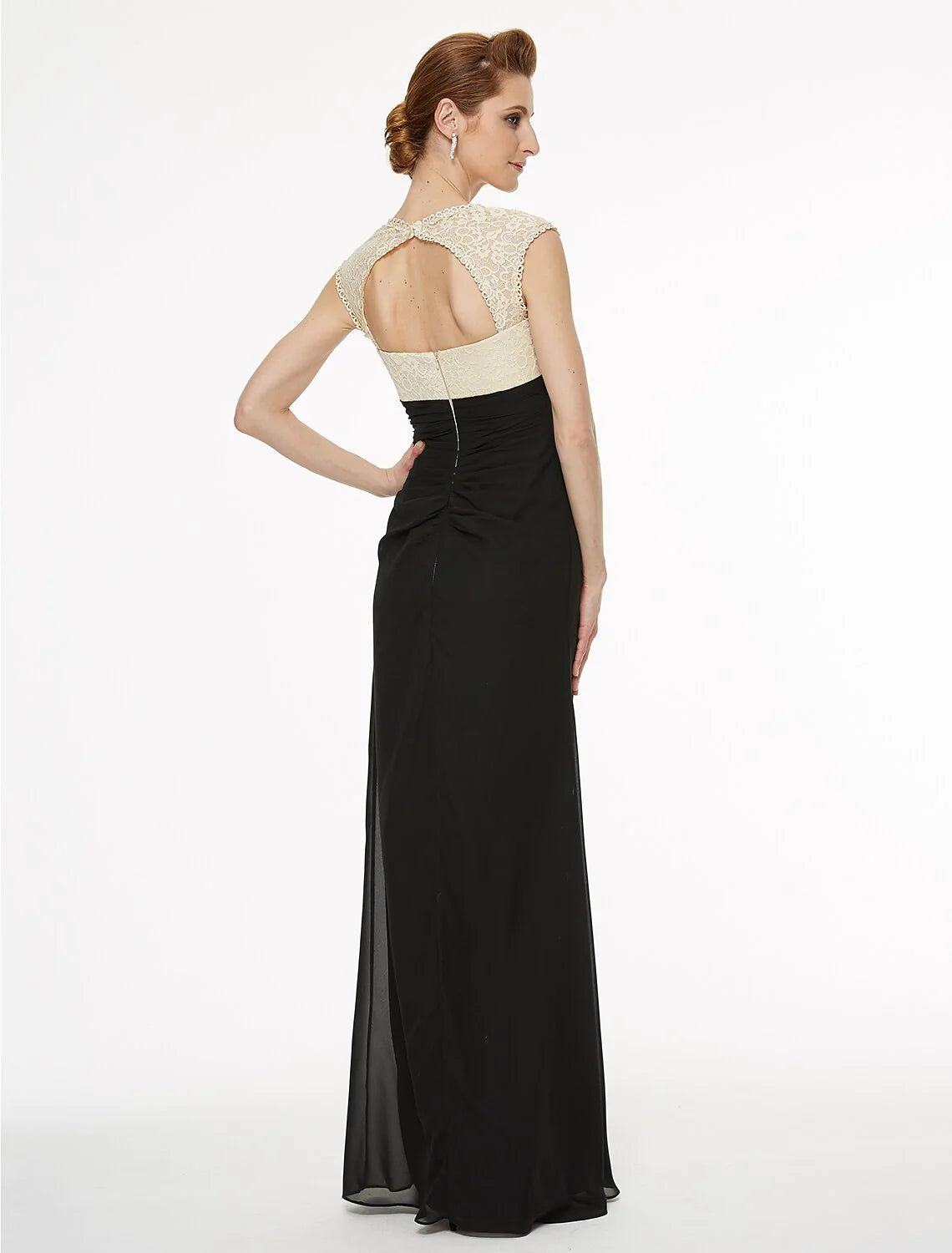 Wholesale Sheath / Column V Neck Floor Length Chiffon / Lace Mother of the Bride Dress with Lace